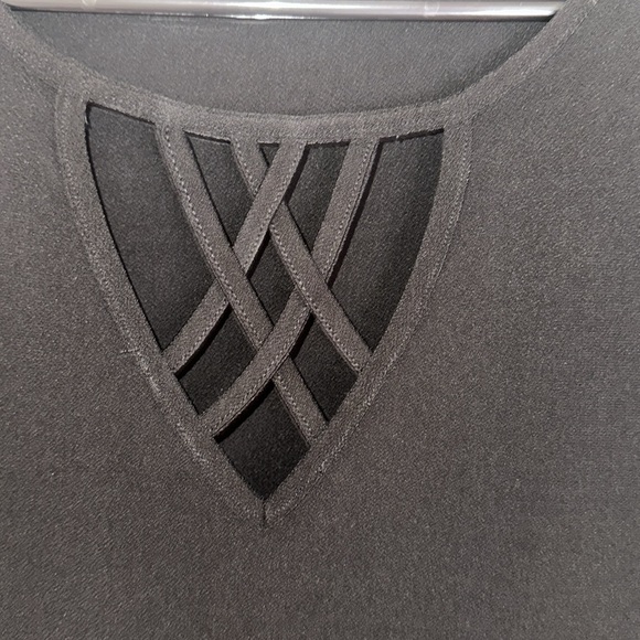 89th and Madison size medium black blouse with rhinestone bling around arms. - Picture 2 of 10